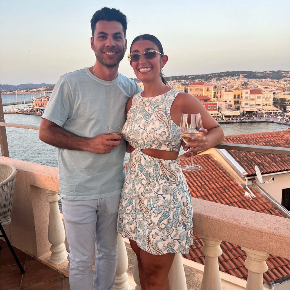 Blue Paisley Cut-Out Dress